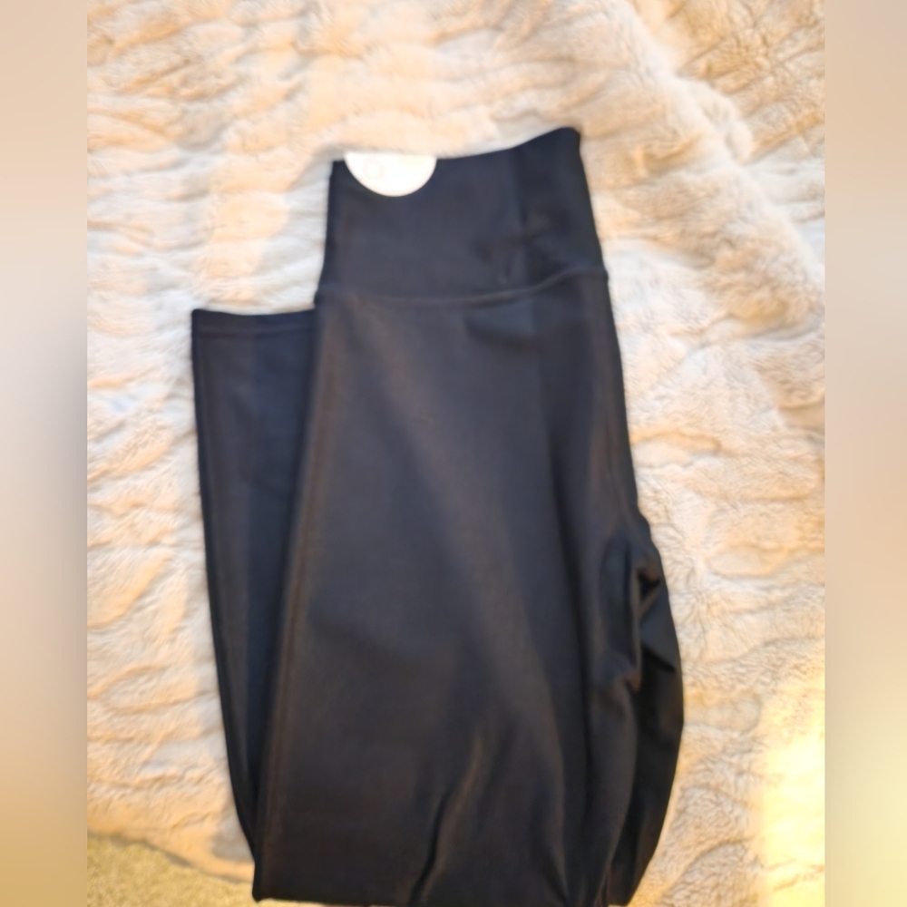 NWT Aerie Offline Black Ribbed Shimmer Leggings 7/8 Length Size XL - Picture 3 of 8